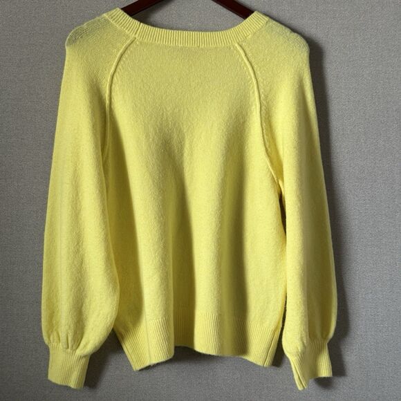 Vince Camuto Yellow Sweater Crew Neck Knit Balloon Sleeve Pullover Size S Cozy - Picture 5 of 6